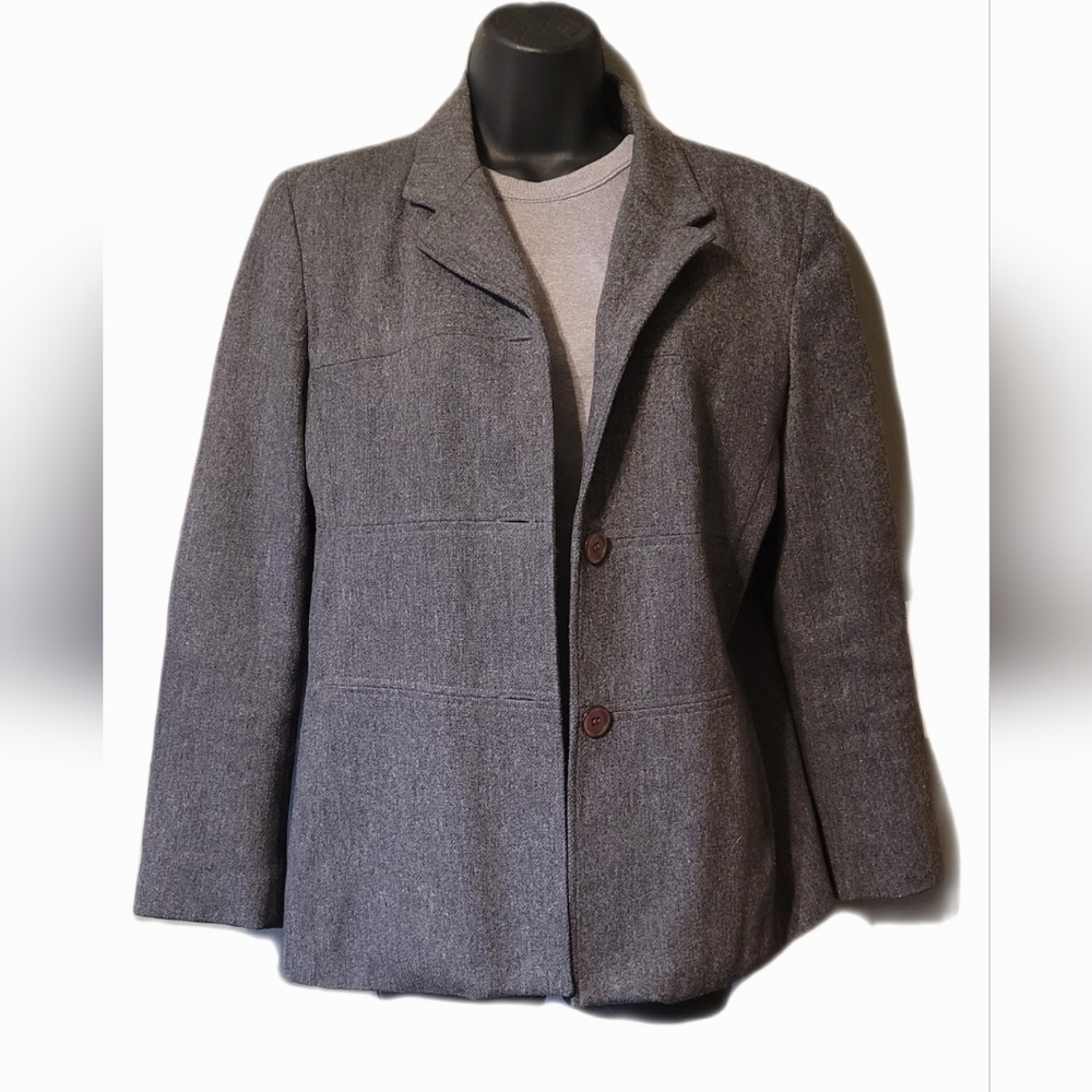 Norton McNaughton Coat Charcoal 100% Wool Blazer Scandi Minimal Normcore